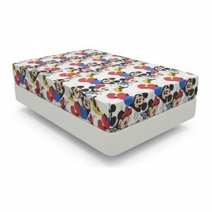 Disney Mickey Minnie Mouse Vintage Fitted Sheet W/ Pillowcase White Kids Bedding